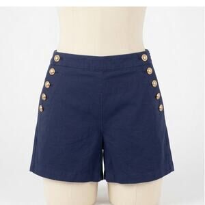 Vineyard Vines Sailor Shorts Navy Blue Gold Buttons High Rise Size Zip Small 6